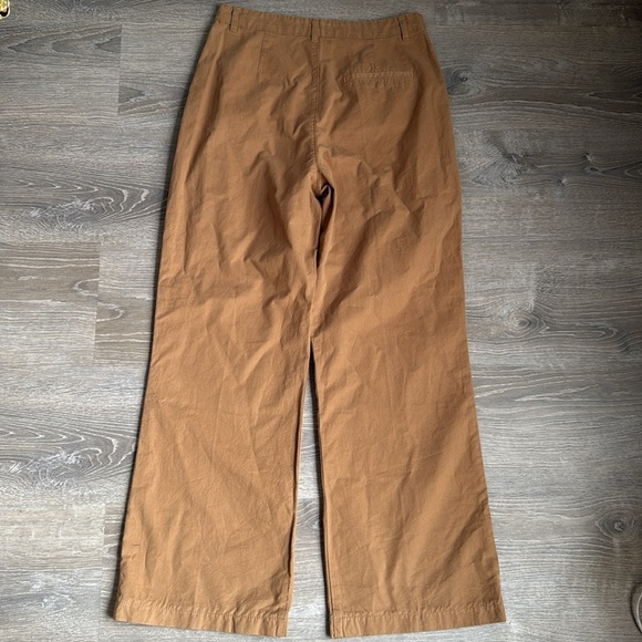 FRAME Pleated cotton-twill wide-leg pants Camel 27 - Picture 3 of 13